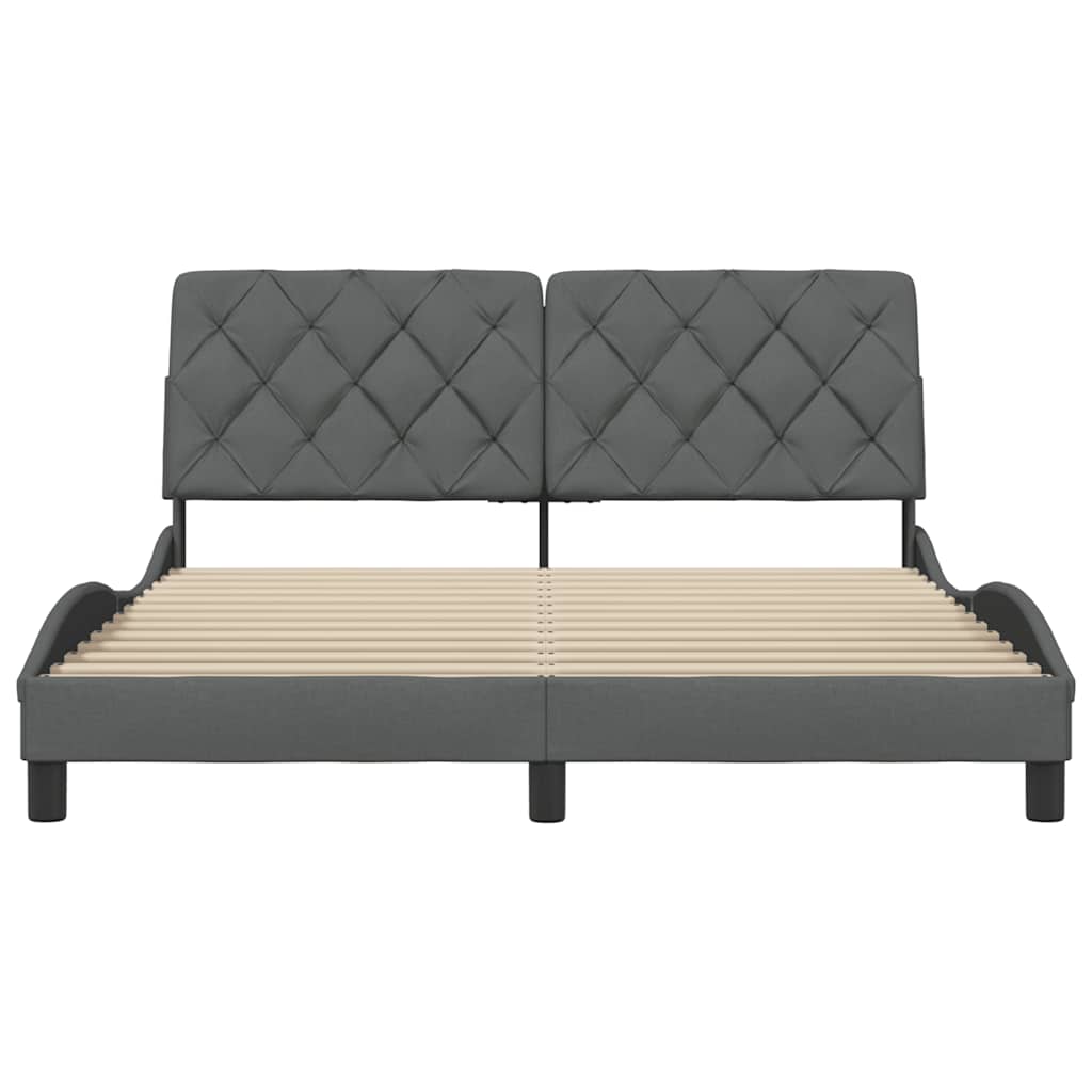 Cadre de lit sans matelas gris foncé 160 x 200 cm tissu - 5