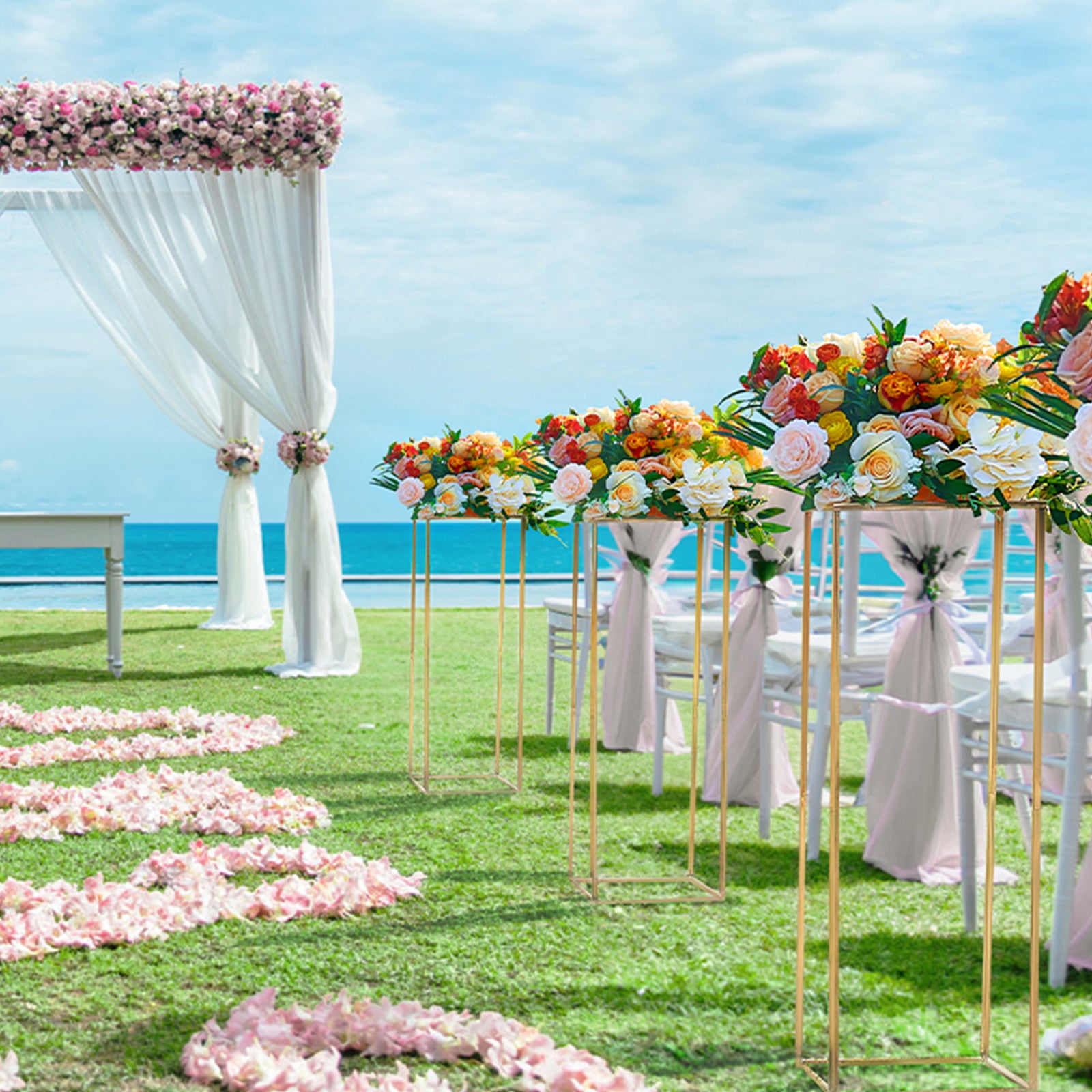 COLONNE DE DECORATION Or - Colonne 100cm Centre de Table, Decoration Table Mariage Or, Support