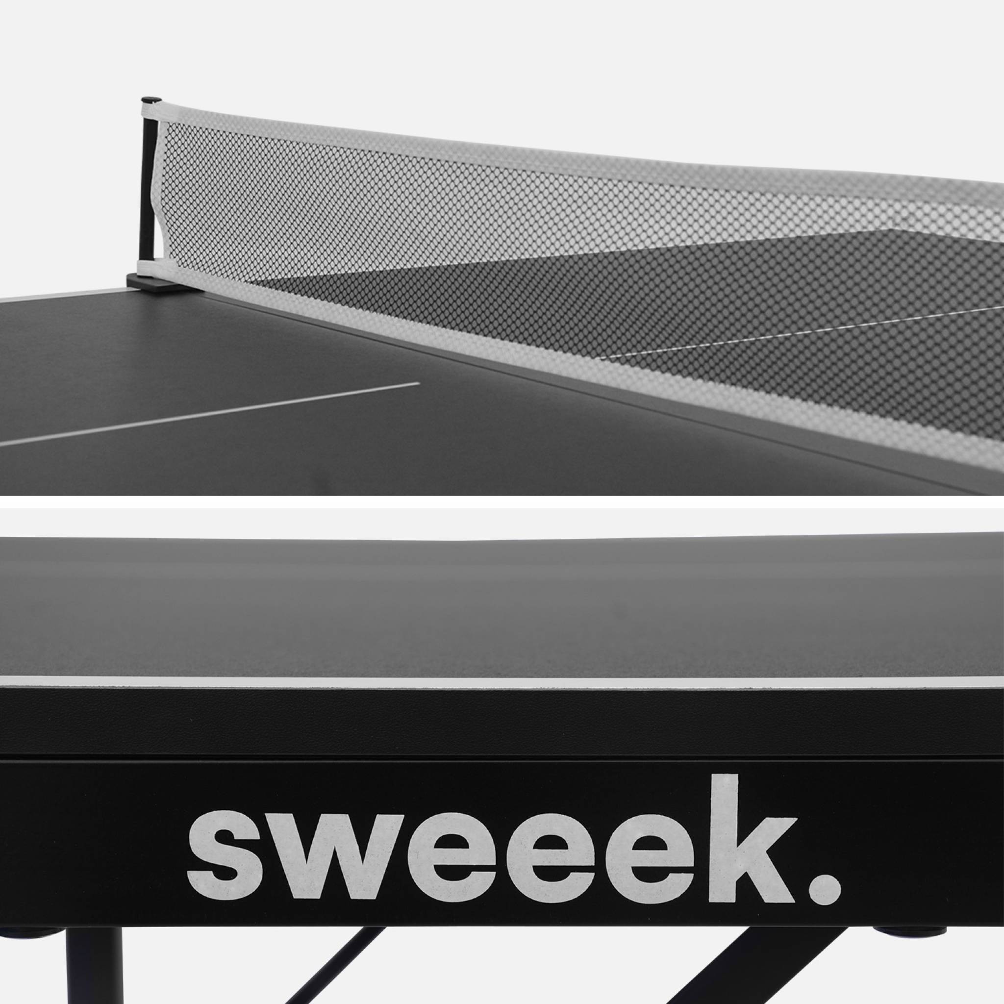 Mini table de ping pong 150x75cm - table pliable INDOOR noir. avec 2 raquettes et 3 balles. valise de jeu pour - 3