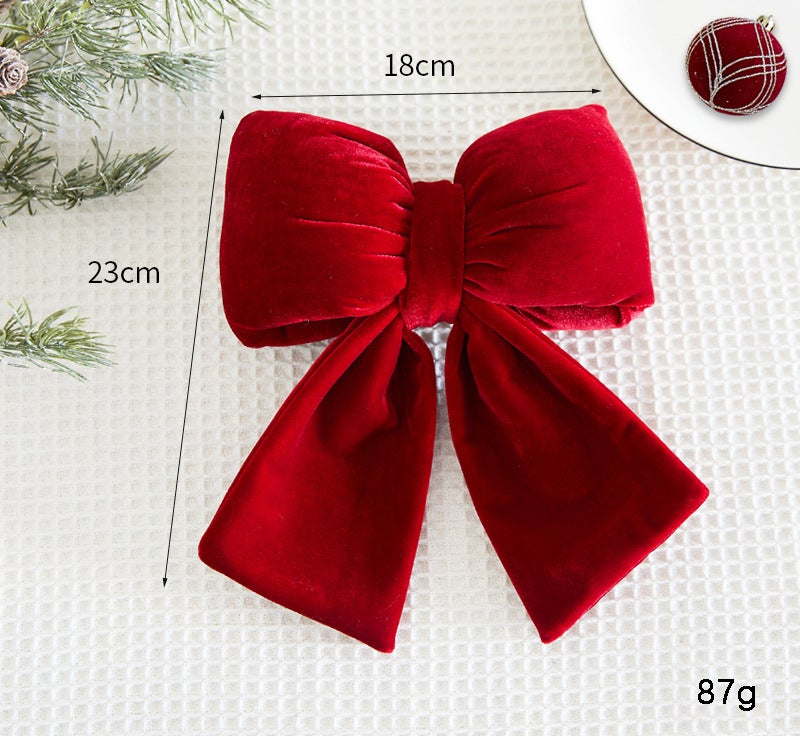 Adorno de lazo rojo, lazo de terciopelo, decoración para árbol de Navidad, regalo, ideal para decoraciones navideñas y fiestas (tamaño mediano) - 6