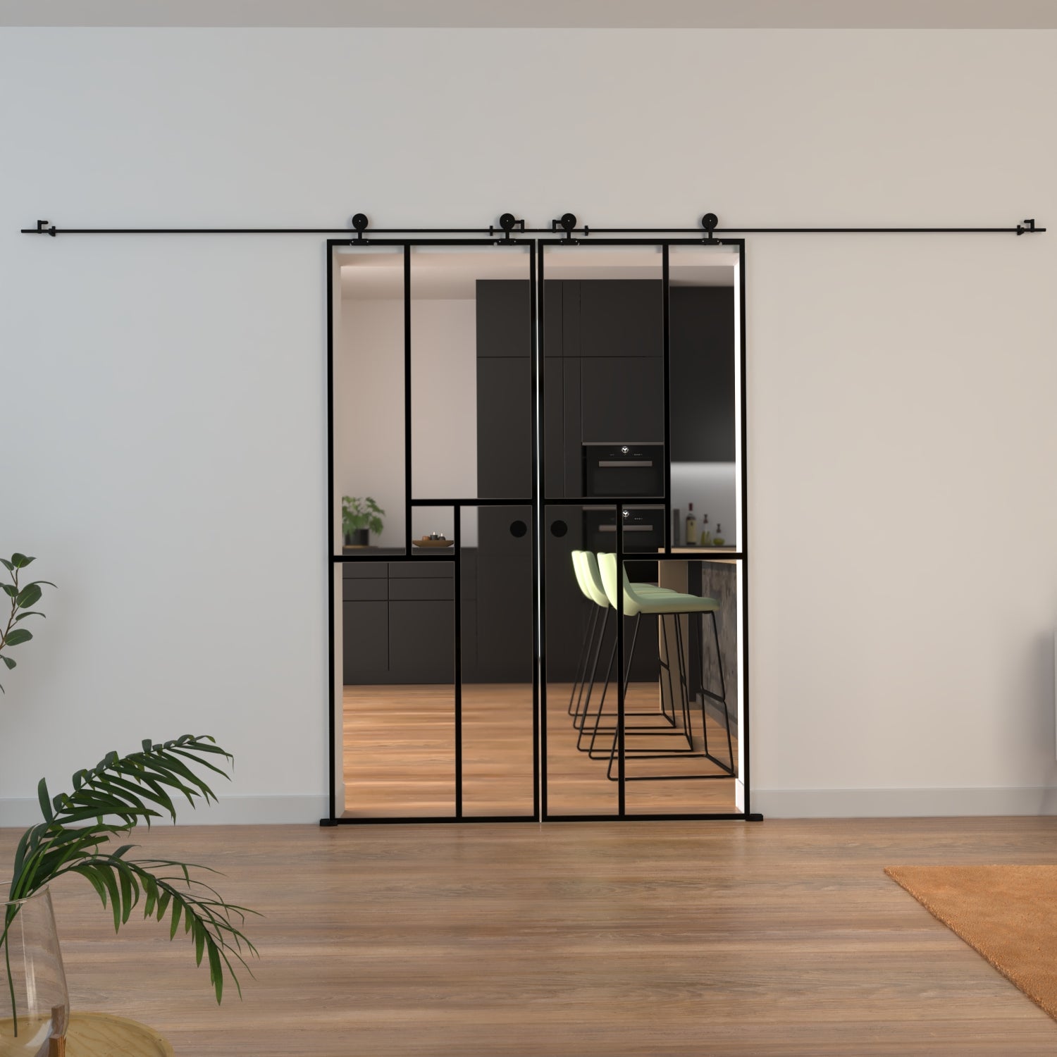 Rail coulissant apparent pour portes coulissantes MINIMO - MONDO + SABLE en 73 ou 83 ou 93 cm - AURYS NORMANDIE - 5