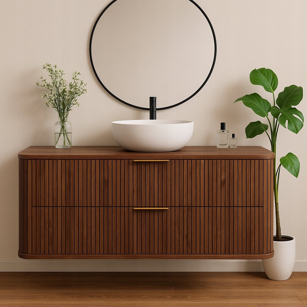 Meuble sous-vasque à suspendre GLAMOUR coloris noyer foncé 120 cm - 2