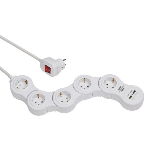 Brennenstuhl multiprise Vario avec chargeur USB 5x blanc, 1,4m H05VV-F 3G1.5 - 5