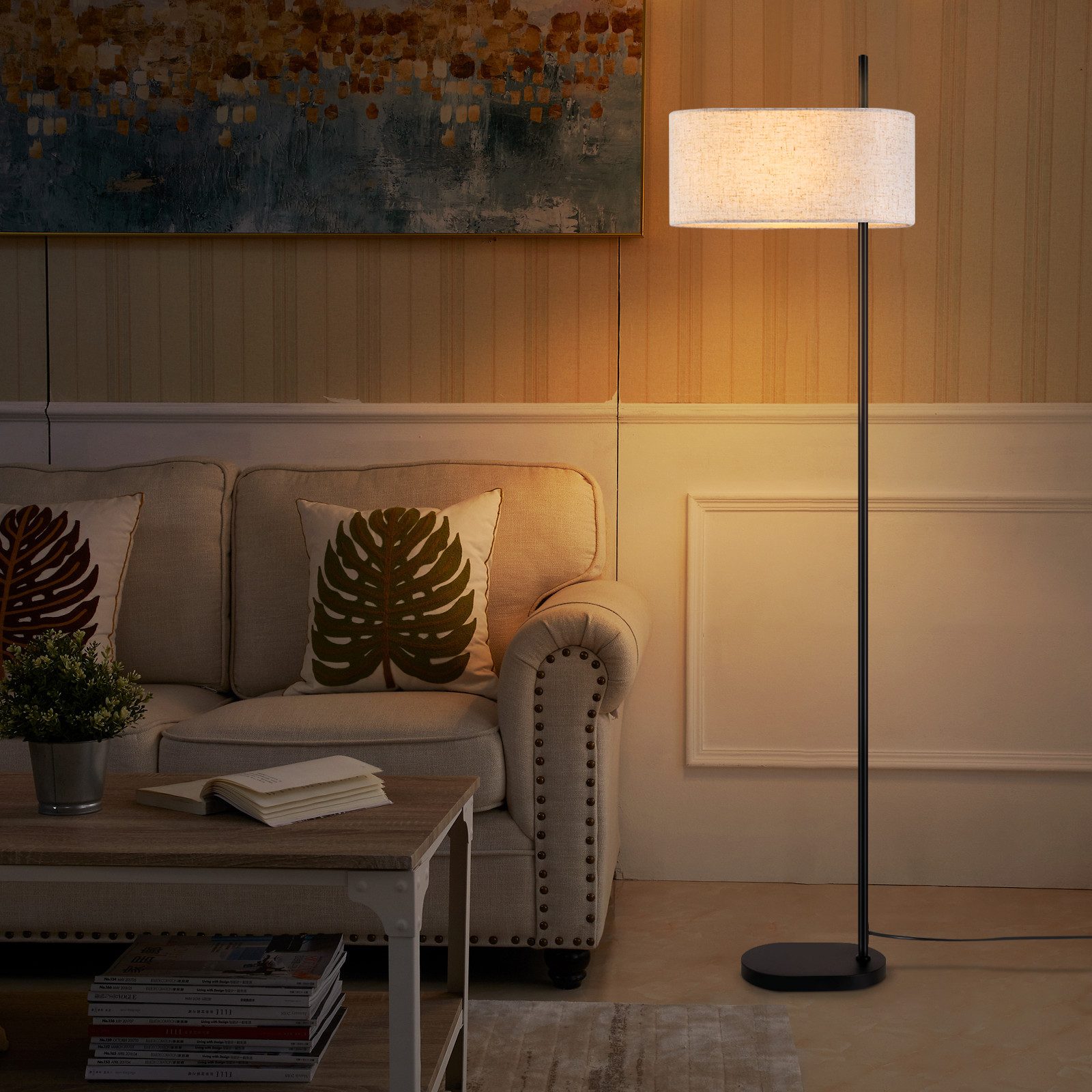 NETTLIFE Candeeiro de pé para sala candeeiro de pé vintage 154 cm preto E27 candeeiros de pé com interruptor de pé - 7