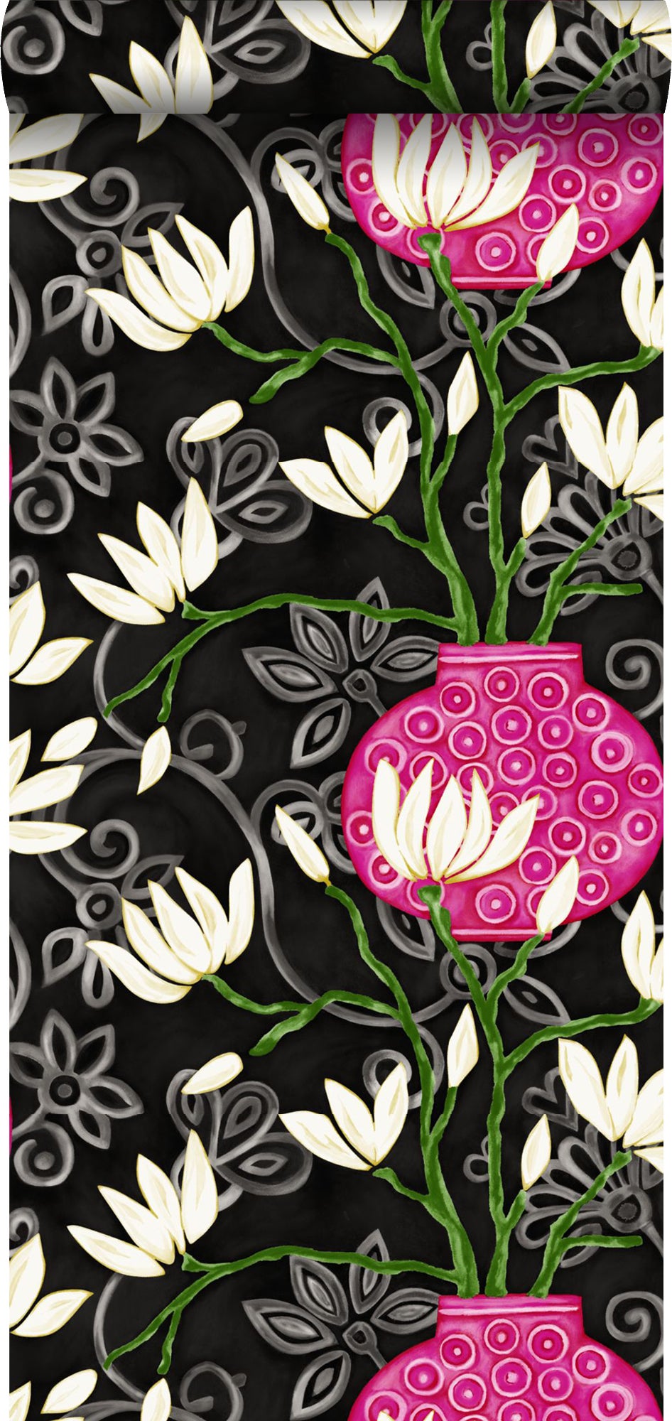 Tapeta magnolia czarnymIróżowym - 53 cm x 10.05 m - ORIGIN