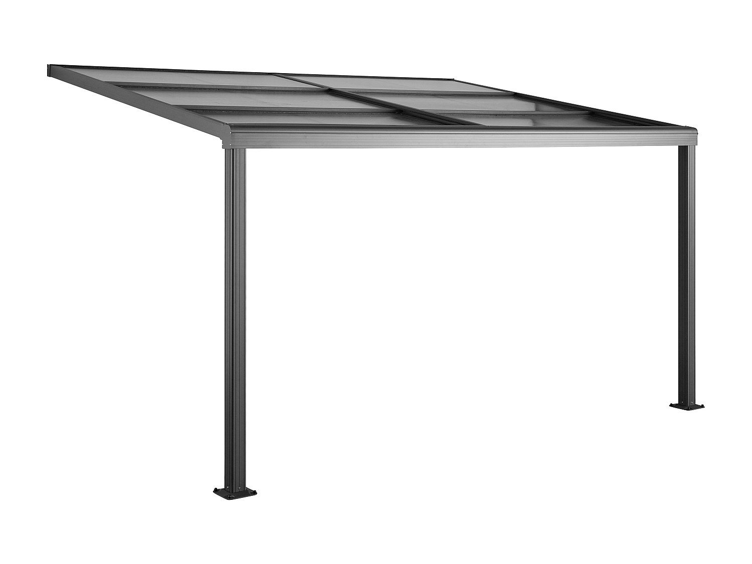 Pergola addossata in alluminio con tetto scorrevole 12 m² Antracite - IZEDA - 2