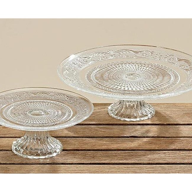 Piatto Portata Con Alzatina In Vetro - Diametro 18 Cm, Motivo In Rilievo - Foto 2