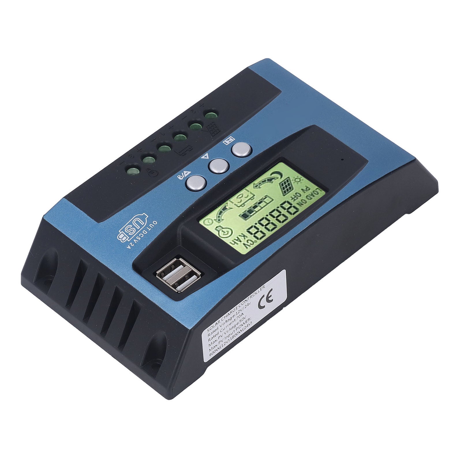 controlador de automóvelga solar MPPT monitorização Charging Real Time ecrã digital Solar FV controlador de automóvelga 12V 24V 70A - 4