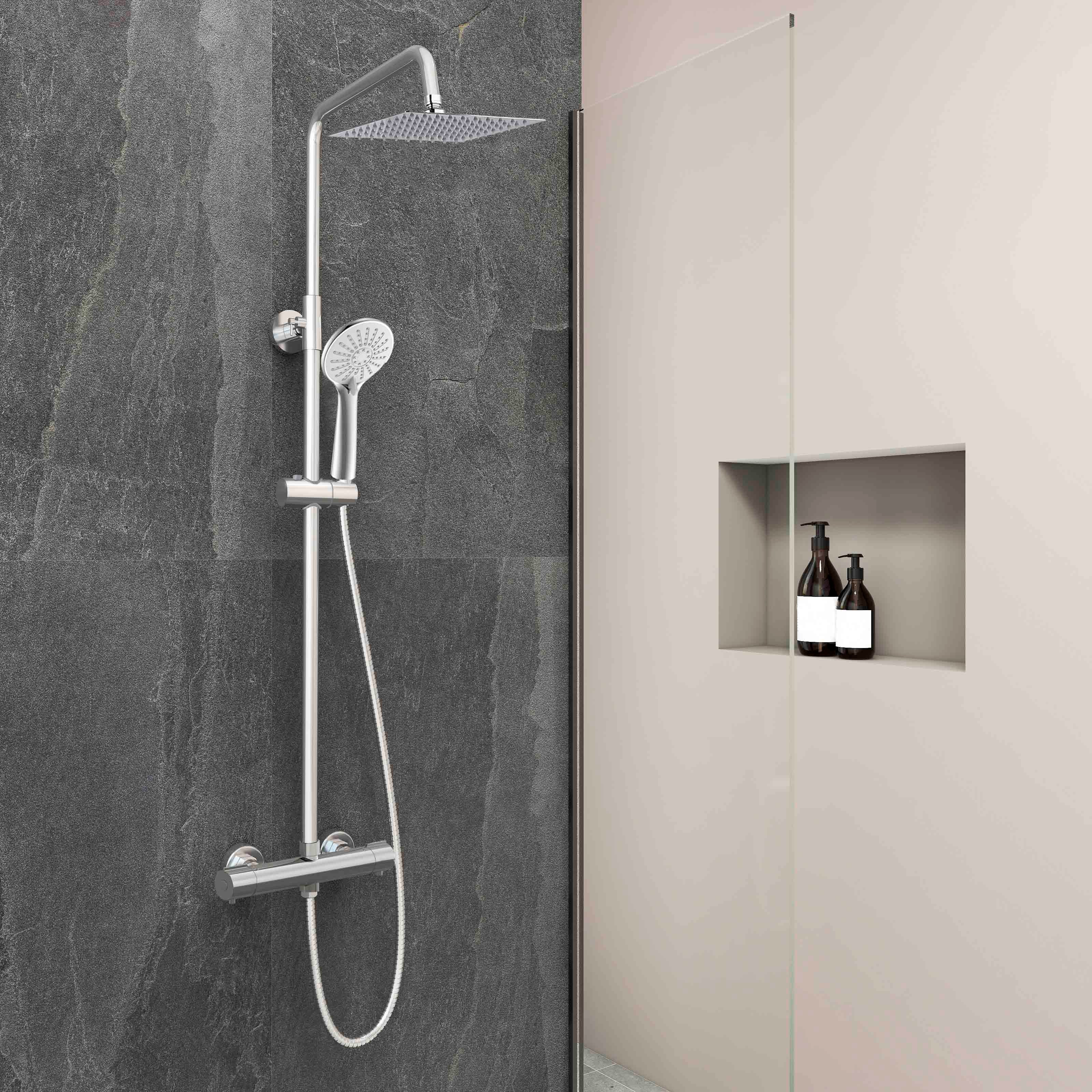 Colonna Doccia OCEAN ITALY Acciaio Inox 20x20cm Con Miscelatore Termostatico Nero - Foto 2