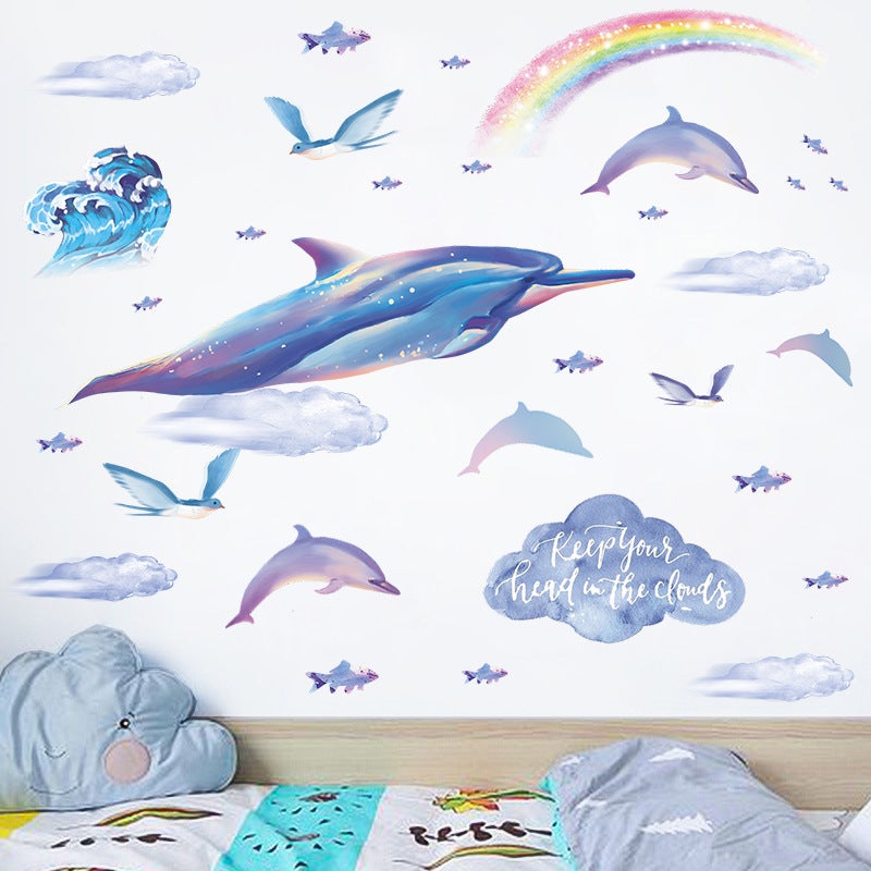 Stickers Muraux Requin Sous la Mer Autocollants Muraux Mural Stickers Marins Poisson pour Chambre Salle de Bain Bébé Pépinière - 3