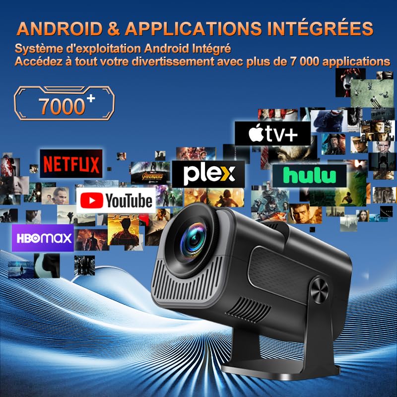 Vidéoprojecteur 1080P FHD,WiFi 6, Portable Projecteur 4k Dual Contrôle avec Supporté 270° Rotation Android TV/USB/PC - 5