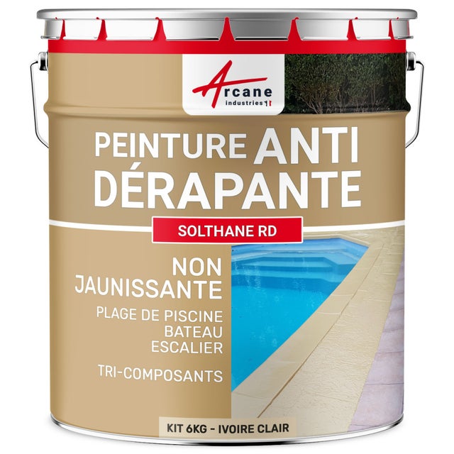 Peinture antidérapante pour sol extérieur - SOLTHANE RD Ivoire Clair - RAL 1015 - 6 kg - ARCANE INDUSTRIES