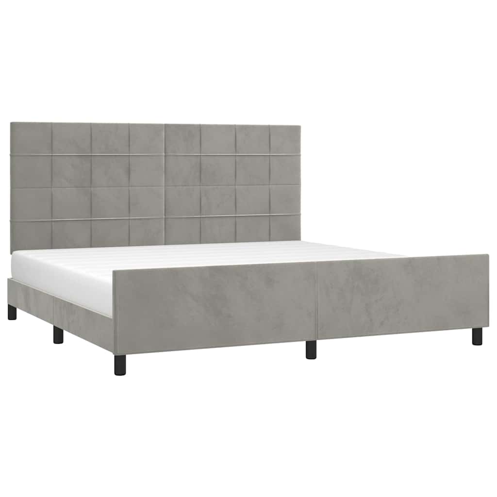 Cadre de lit sans matelas velours gris clair 200x200 cm - 4