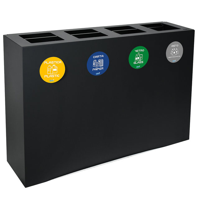 Pattumiera per la differenziata a 4 scomparti - Capacità 240lt Antracite