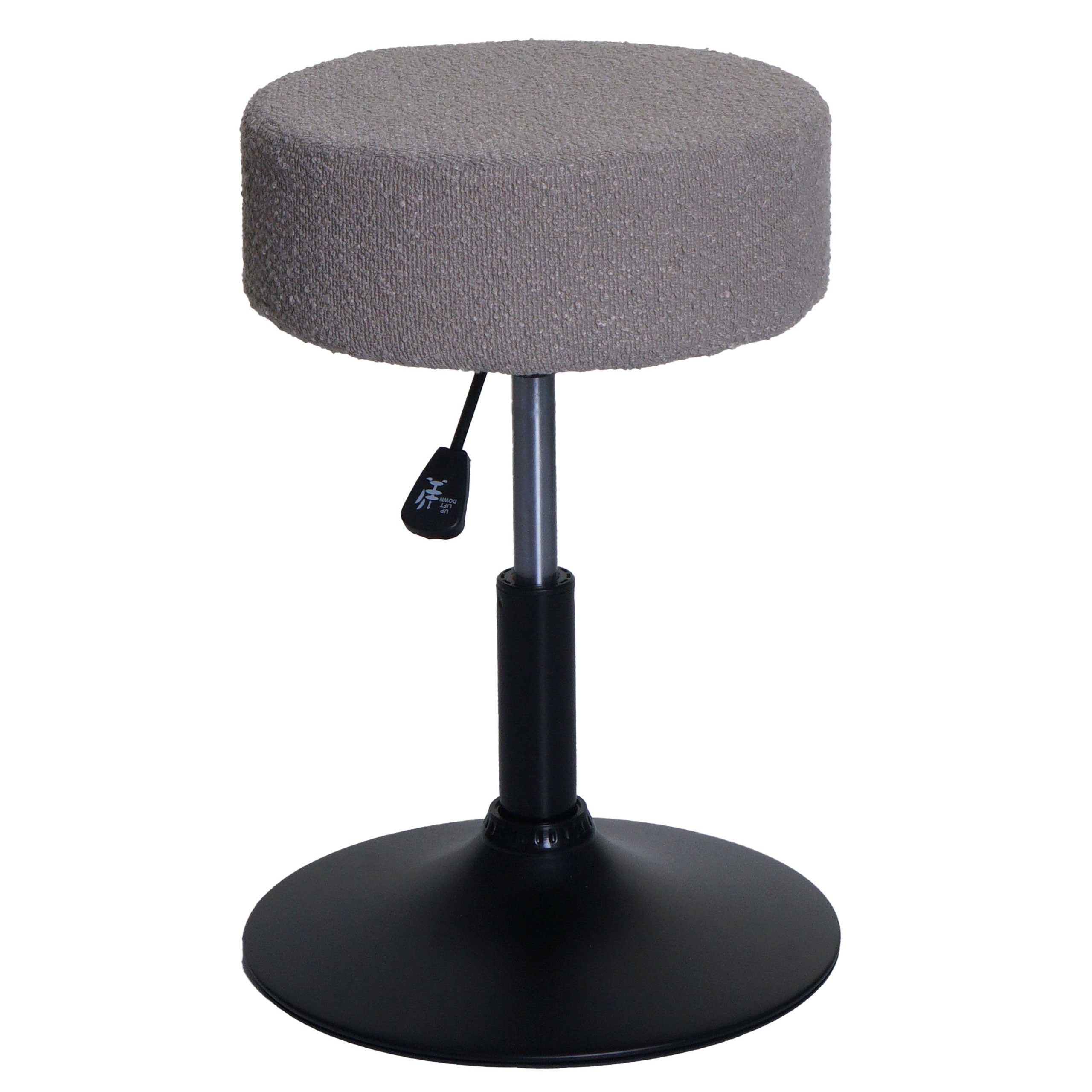 Taboret HWC-C22, taboret do makijażu, obrotowy z regulacją wysokości Ø 37cm tkanina bouclé (450g/m²) MVG ~ taupe