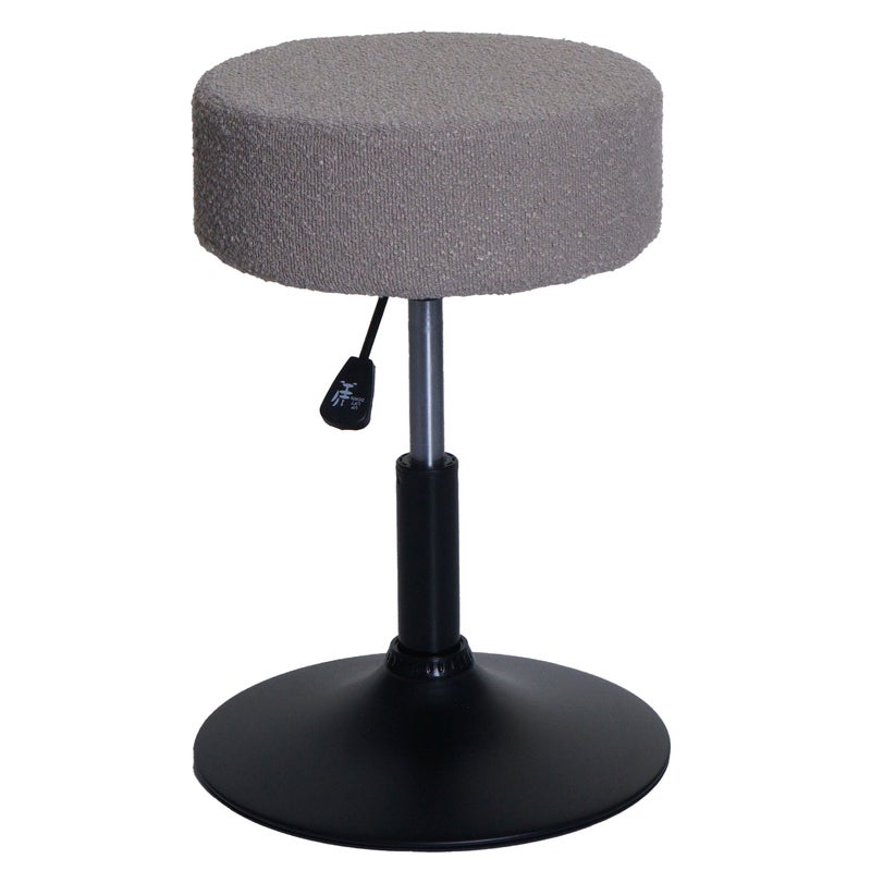 Taboret HWC-C22, taboret do makijażu, obrotowy z regulacją wysokości Ø 37cm tkanina bouclé (450g/m²) MVG ~ taupe