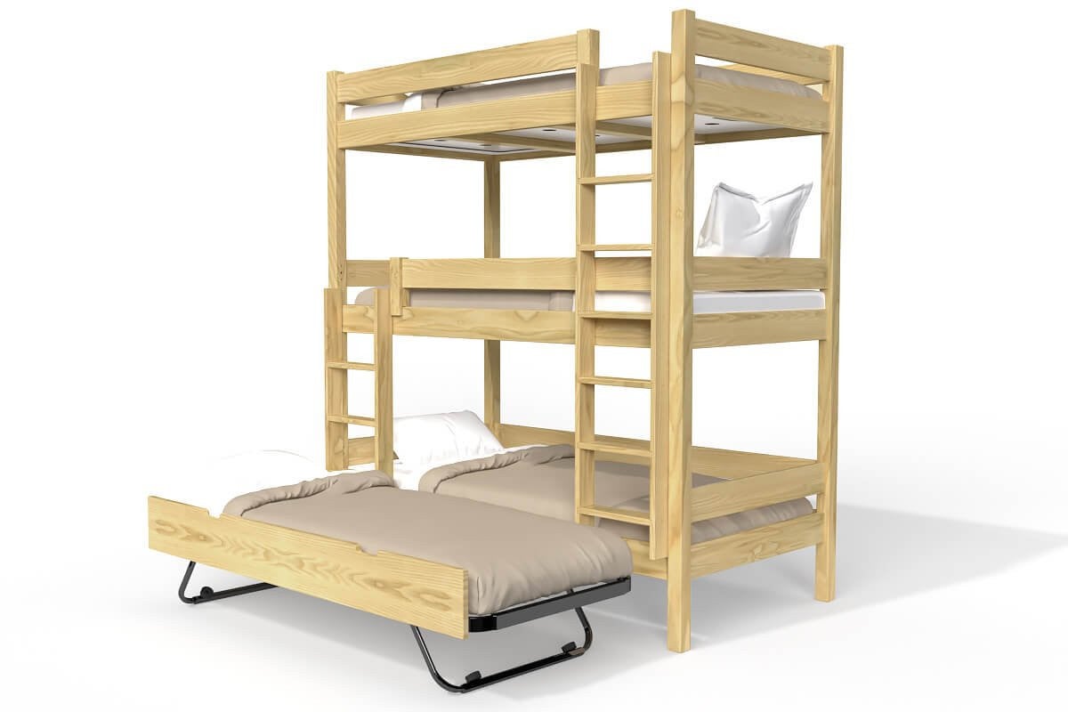 Lit Superposé Enfant 2 Places 90x200 Cm - Démontable En 2 Lits Simples, Tiroirs De Rangement, Bois Massif