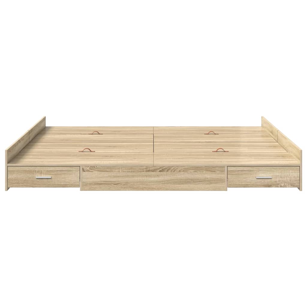 Cadre de lit avec rangement, chêne, pour la chambre, 200 × 200 cm - 5