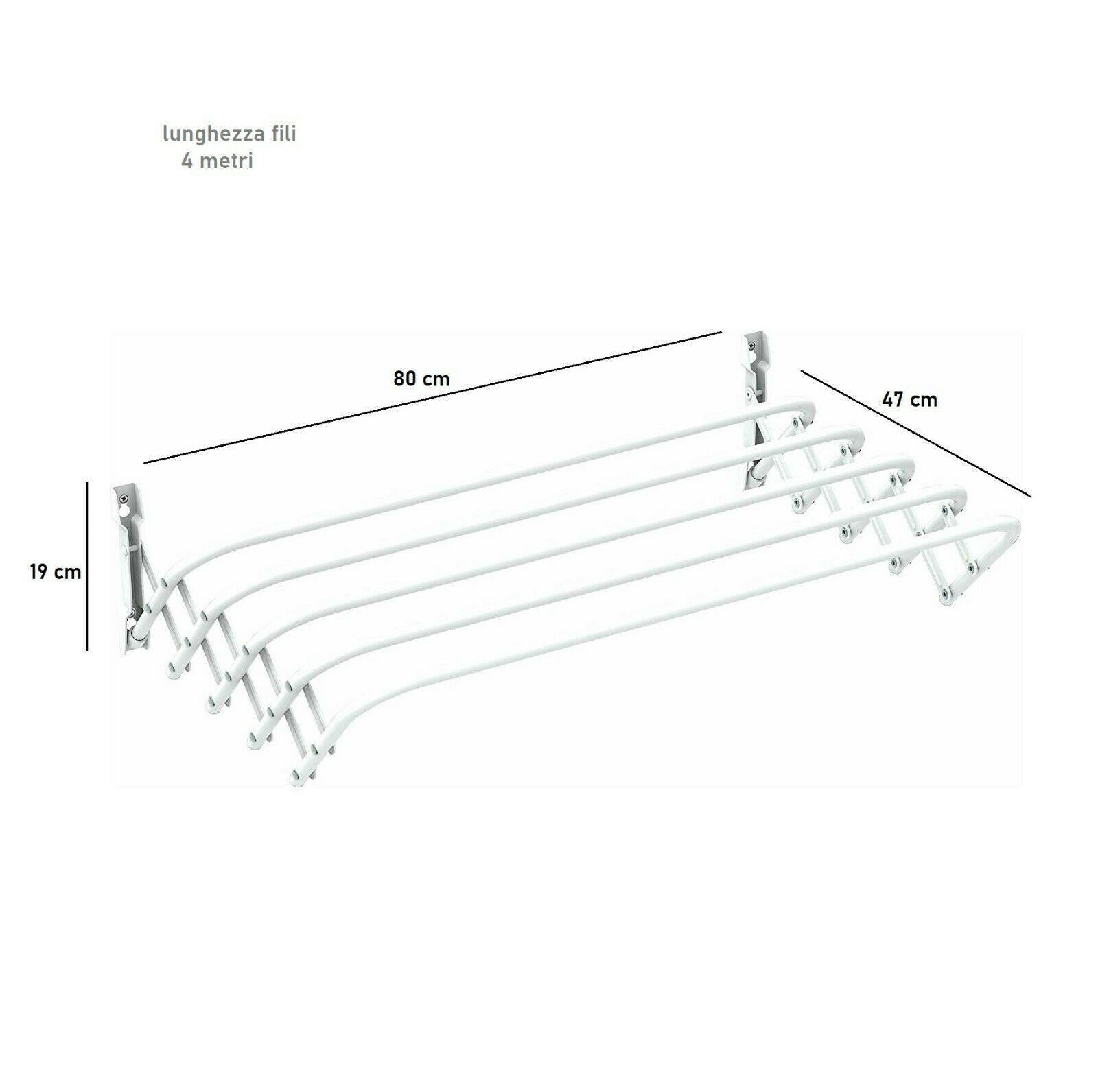 Stendibiancheria Retrattile Da Parete Con Filo In Nylon Da 2,8 Metri - Salvaspazio Per Balcone, Bagno E Camera, Carico 7-10 Kg
