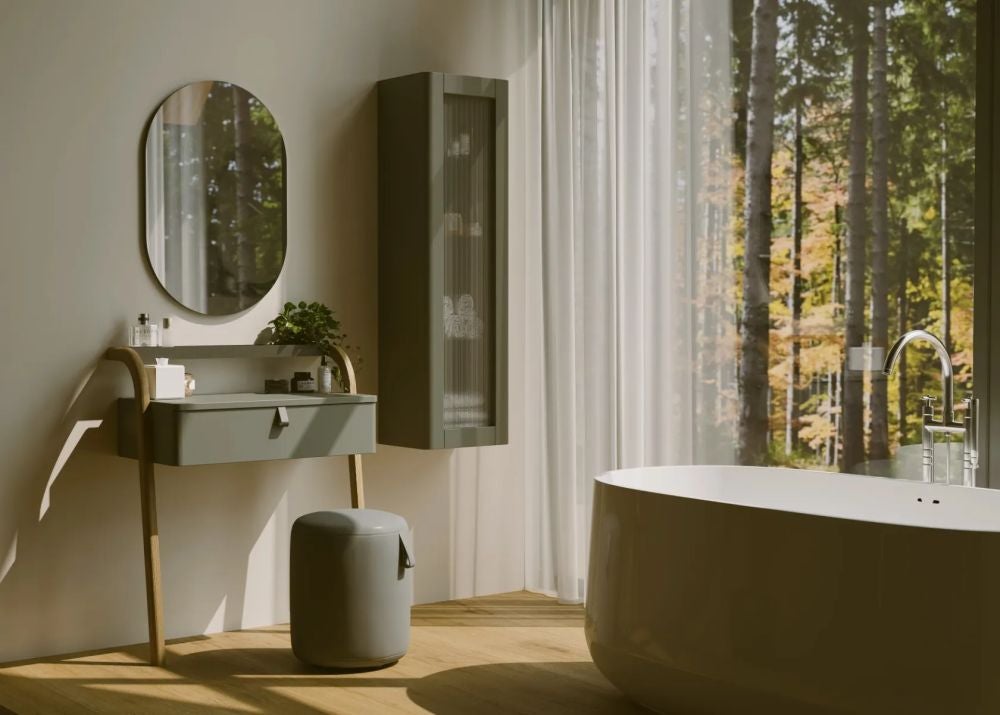 Lustro łazienkowe MOSS 50 cm szaro-zielony półmat owalne - 4