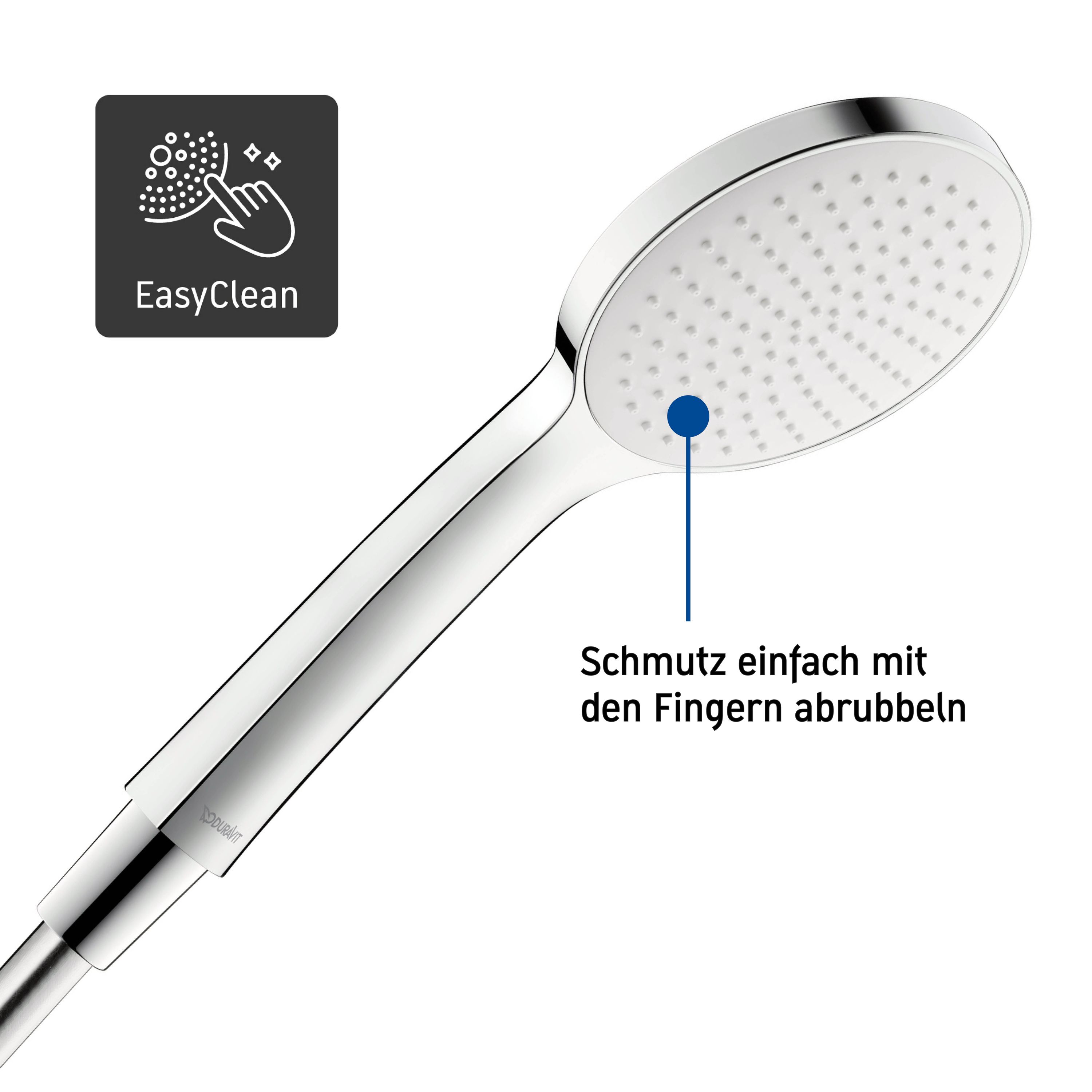 DURAVIT - Set - Coluna de duche em metal Calha de duche com mangueira flexível de 1,6 m e chuveiro de mão cromado - 70x2x7cm - Cromado - 3