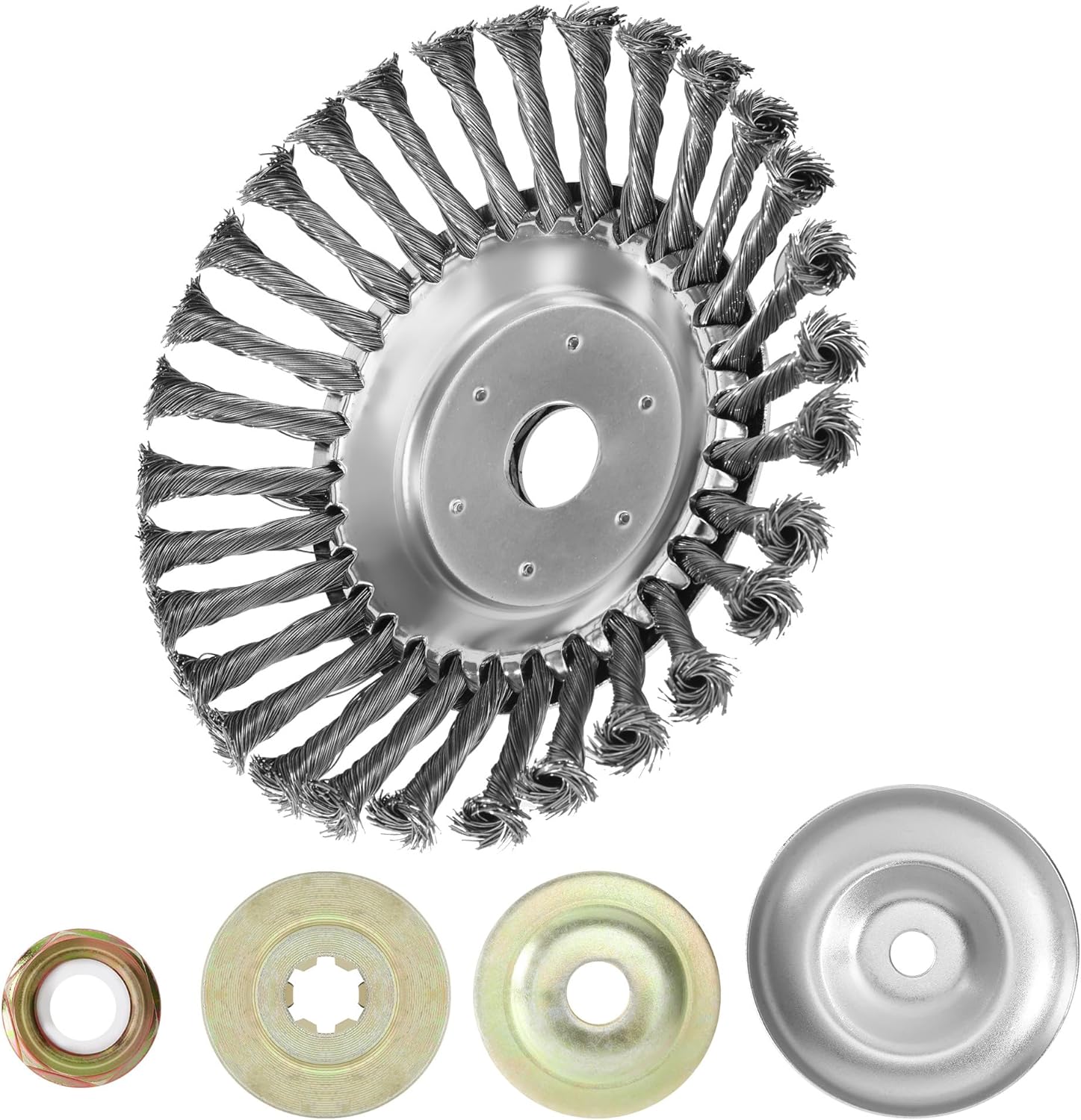 Głowica szczotkowa do wykaszarki, 8 cali, otwór wewnętrzny 25,4 mm, metalowa szczotka do wykaszarki, skutecznie usuwa chwasty