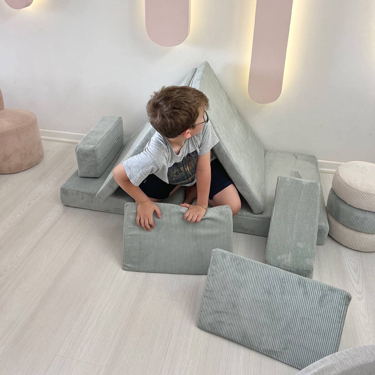 Elegante divano letto a posti, blu, 140 x 70 x 46 cm 100 - Main Image