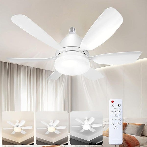 Ventilatore Da Soffitto Con Luce LED 50cm - Telecomando, App Bluetooth, 6 Velocità E 3 Colori - Moderno - Foto 12