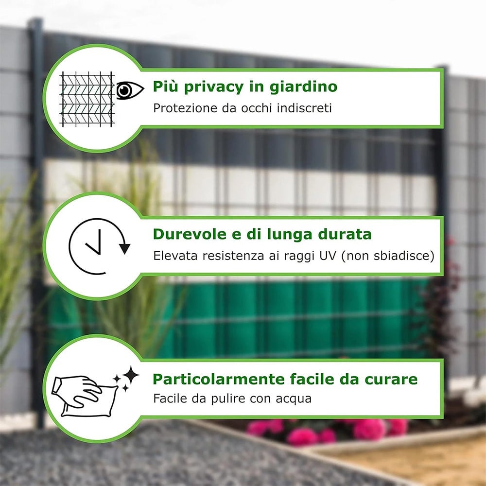 Fascia frangivista striscia telo in pvc oscurante per recinzioni cm.19 x 35 mt. grigio chiaro con clips di fissaggio - 4