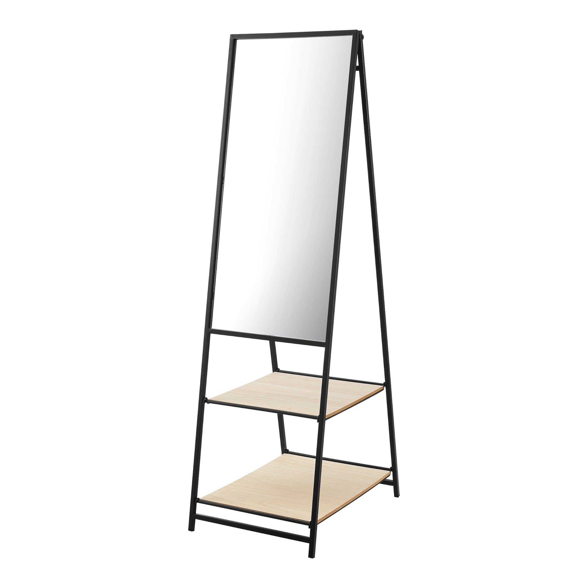 GIANTEX Specchio Da Terra A Figura Intera 37x155 Cm: 2 Modi Di Montaggio (Parete/Pavimento) Con Cornice In Legno, Nero/Bianco/Naturale - copertina