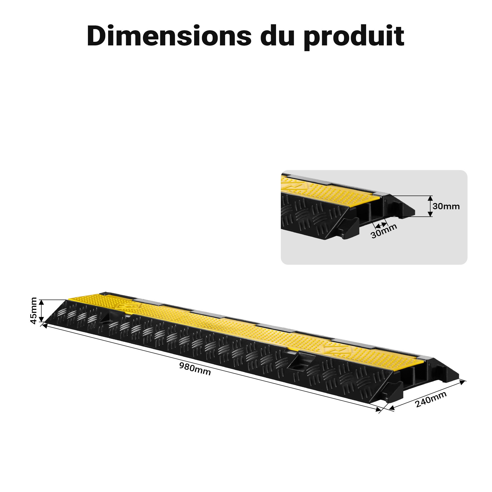 Wiltec Pedana passacavi carrabile 98 x 24 x 4,5 cm, copricavi con portata 13 t, copritubo calpestabile fino a 30 km/h, protezione antiurto da ester - 4