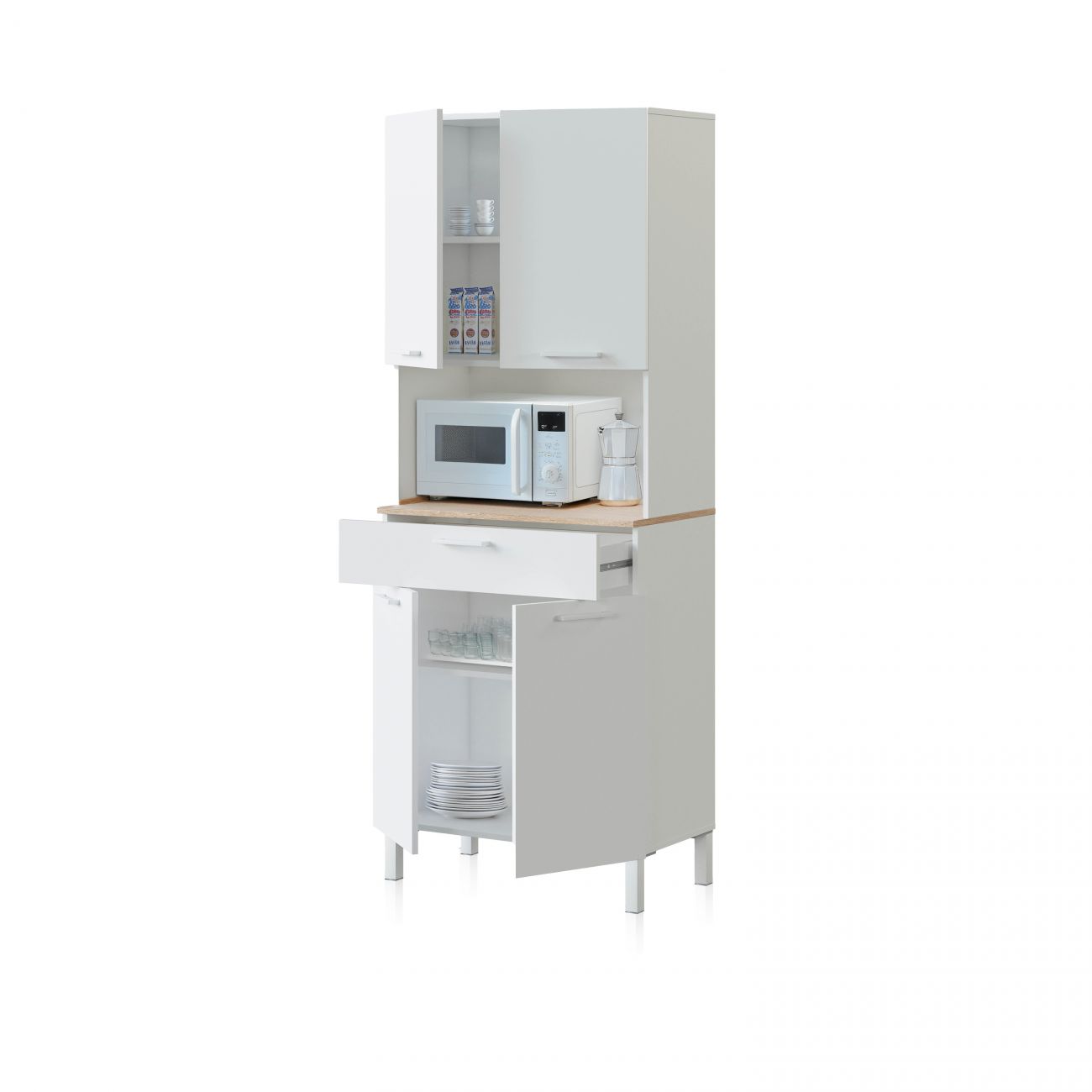 Alacena cocina Colin 4 Puertas Blanco Artik (Blanco Mate) - Roble Canadian 72 x 186 x 40 cm - 2