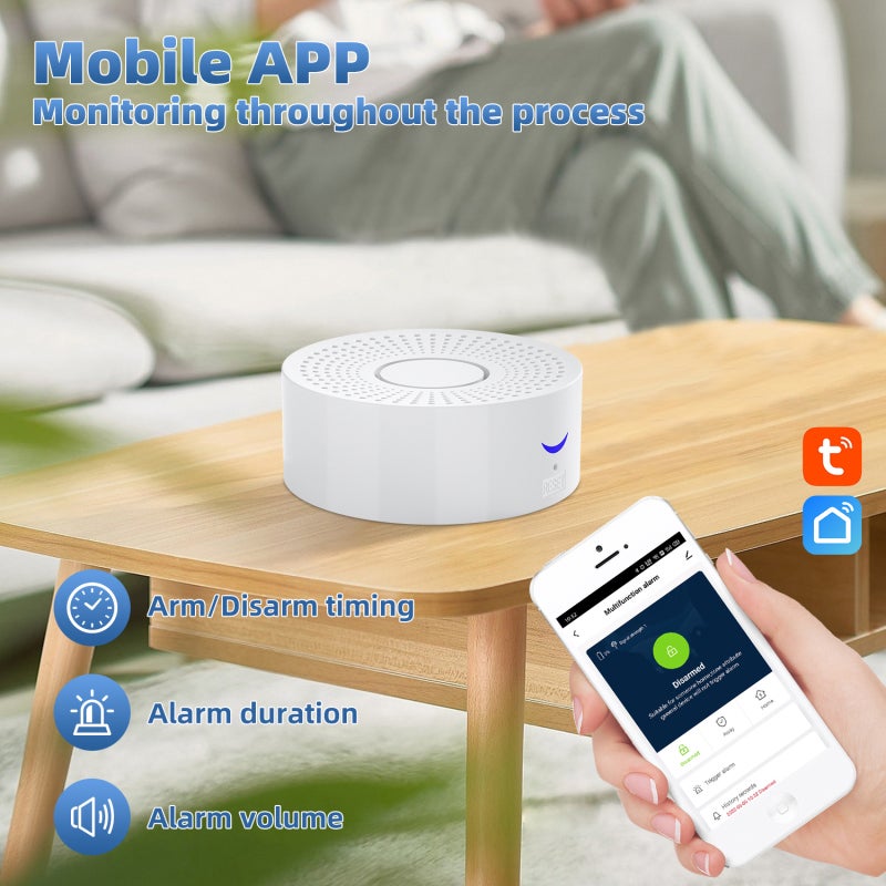 Kit alarme sécurité intelligente Tuya WiFi, détecteur porte-fenêtre multifonction, compatible Google Assistant et assistant vocal - 6