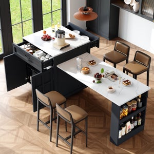 Idemon Zona pranzo espandibile su ruote, isola cucina con Idemon Zona pranzo espandibile su ruote, isola cucina con