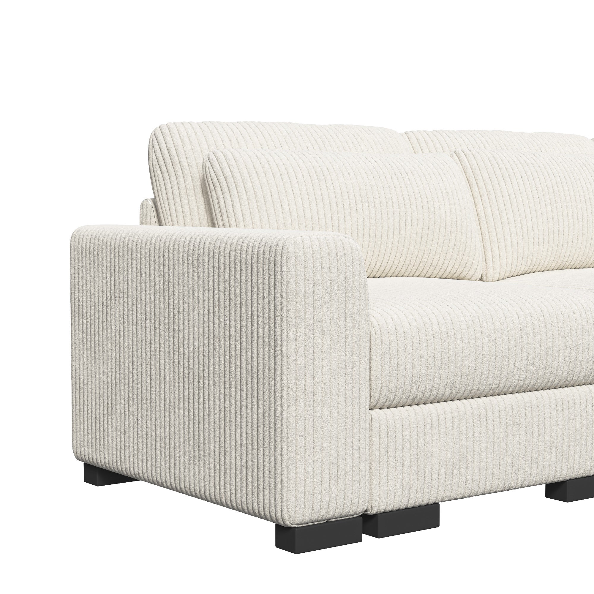 Canapé Convertible 2 Places en Velours Côtelé, Canapé Modulable Canapé d'angle Convertible pour Salon, Chambre, Beige(87.8 x188x 85 cm) - 4