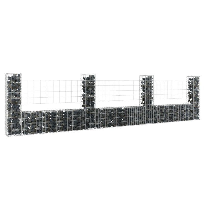 Ogrodzenie gabionowe z 4 słupkami, żelazo, 380x20x100 cm vidaXL