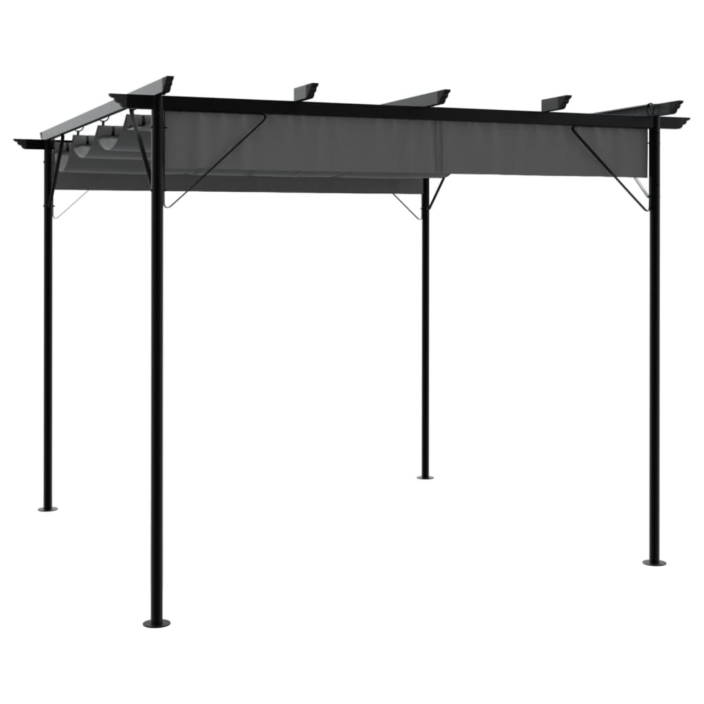 Tenda de jardim | Pérgola com toldo retrátil 3x3 m 180 g/m² aço antracite CFW310778 - 2