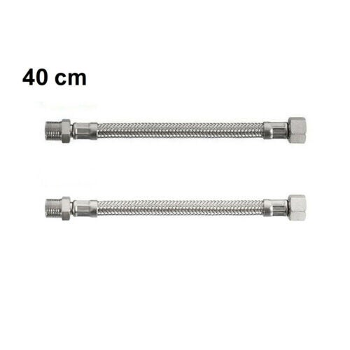 Set Di 2 Flessibili Idraulici In Acciaio Inox - 40 Cm Con Attacco 1/2" Femmina | Per Rubinetti, Scaldabagni E Impianti Idraulici