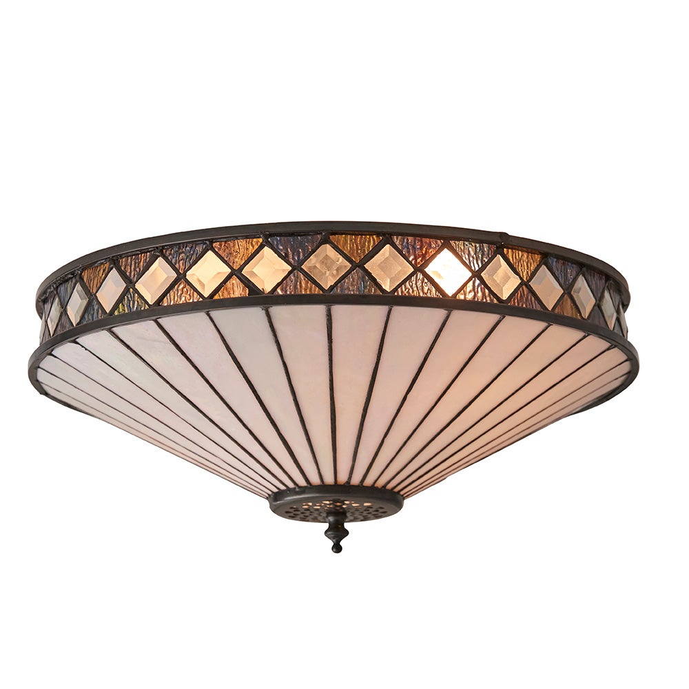 Plafon okrągły diamenty FARGO brązowy 2xE27x20W szkło wym:17x41,5x41,5cm IP20 Tiffany