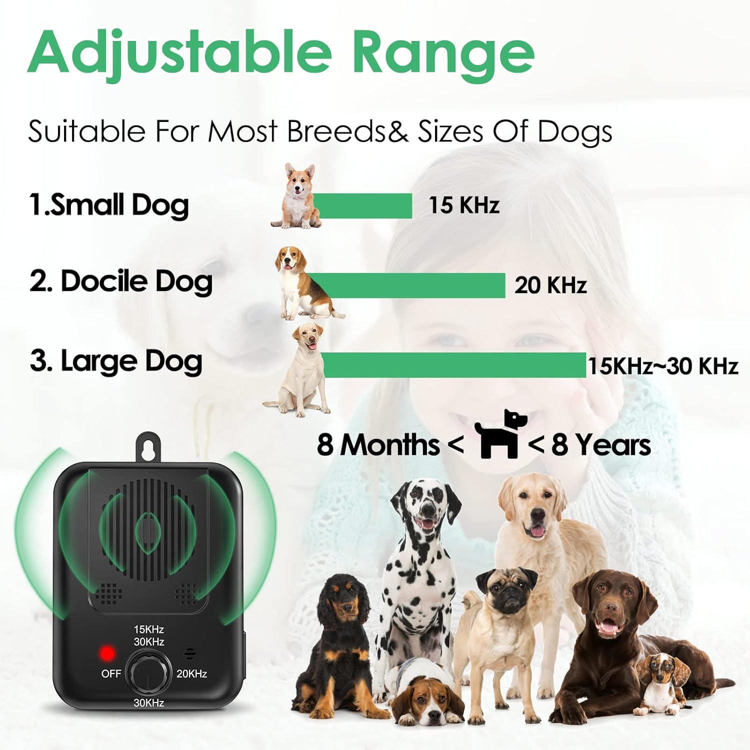 Dispositivo antiladridos, dispositivo de control de ladridos de perros con ultrasonidos de 3 niveles, color negro - 3