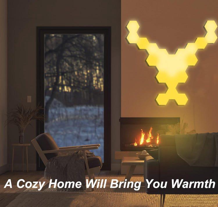 LED Mural avec Télécommande, Intelligent Lumières Hexagonales Contrôle Tactile RGB Lampe Gaming Veilleuses DIY ,Paquet de 6 - 5