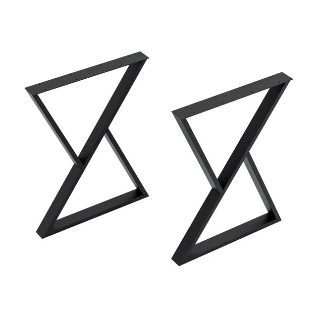 Set de 2 pieds de table Karvia acier 72 x 55 x 7 cm noir [en.casa]