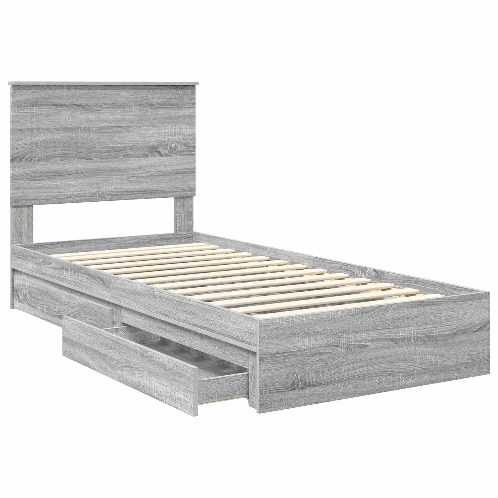 Lit de rangement gris 75 x 190 cm en panneau de bois - 5