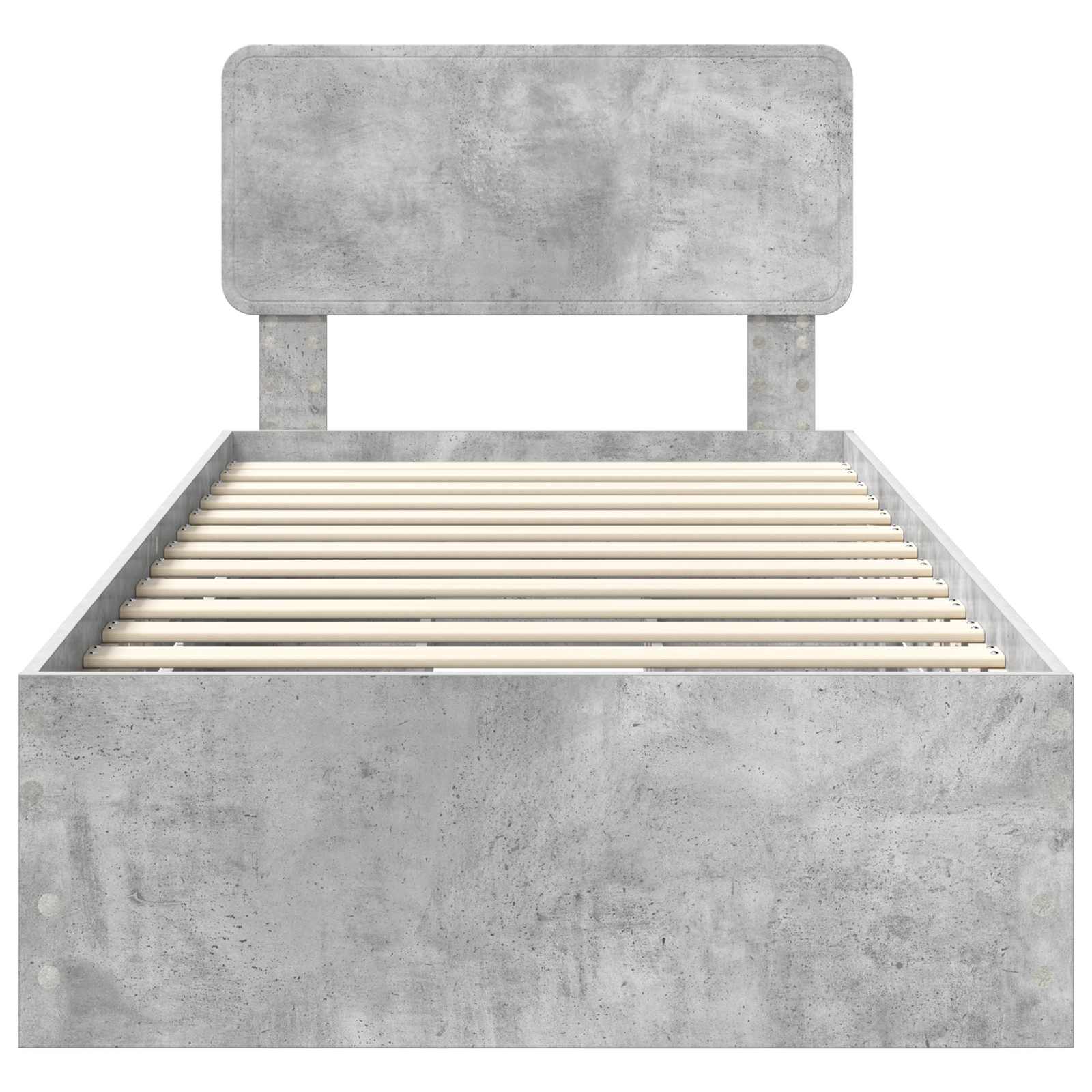Cadre de lit en panneau de bois, gris béton, pour la chambre, 75 × 190 cm - 8