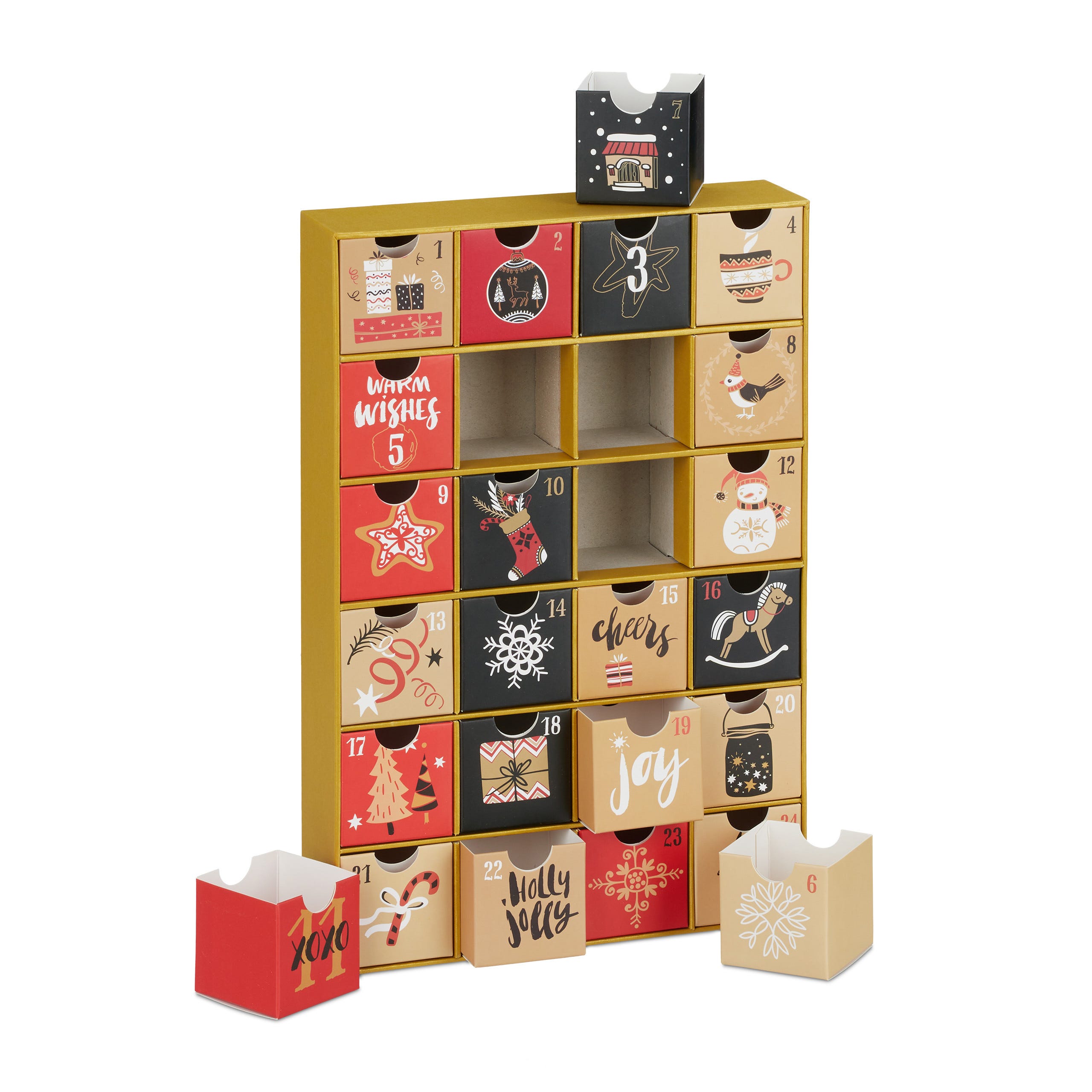 Dubbulon Calendrier De L'Avent Boîte Vide 24 Jours - Coffret à Remplir Pour Fêtes Et Compte à Rebours