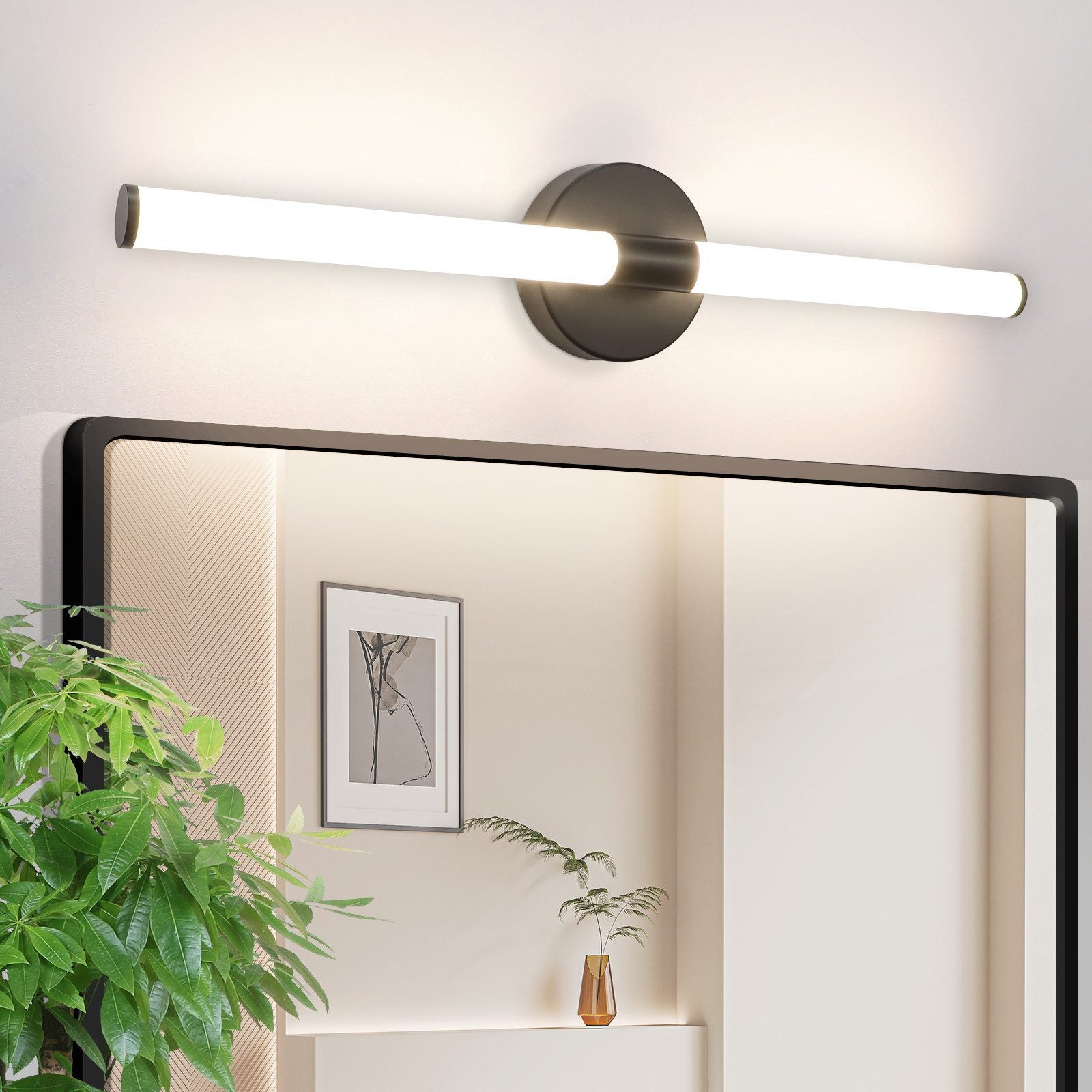 Kinkiet łazienkowy LED NETTLIFE, 60 cm, 8 W, czarny, 4000 K, IP44