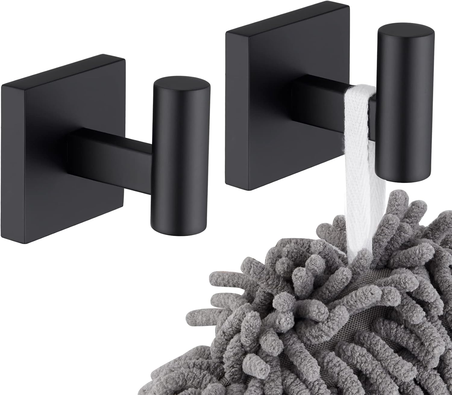 Zestaw 2 matowych czarnych wieszaków na ubrania ze stali nierdzewnej