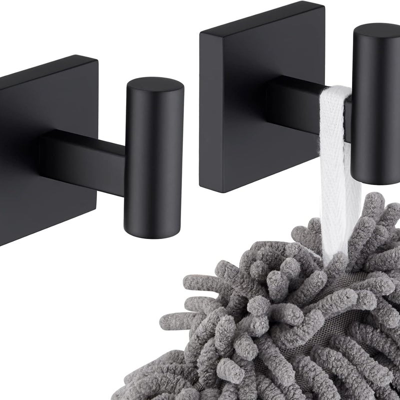 Zestaw 2 matowych czarnych wieszaków na ubrania ze stali nierdzewnej