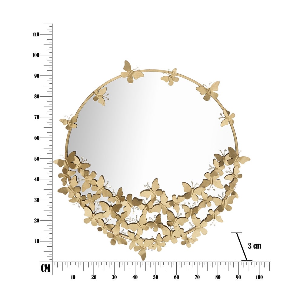 Specchio rotondo da parete dorato con farfalle decorative Butterfly M - 6