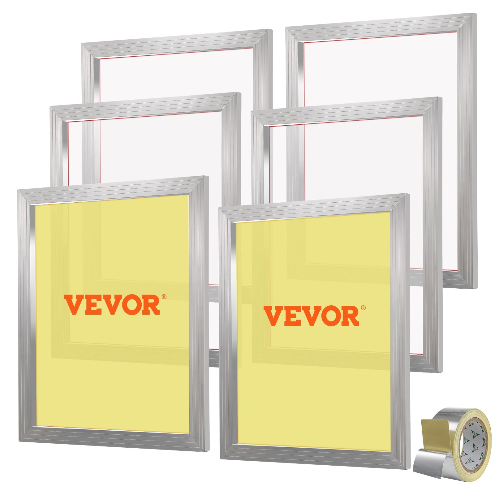 Zestaw do sitodruku, 6 szt. Aluminiowych ramek do sitodruku, ramka do sitodruku 20 "x 24" z nylonową tkaniną o wysokim napięciu 110 i taśmą uszc VEVOR